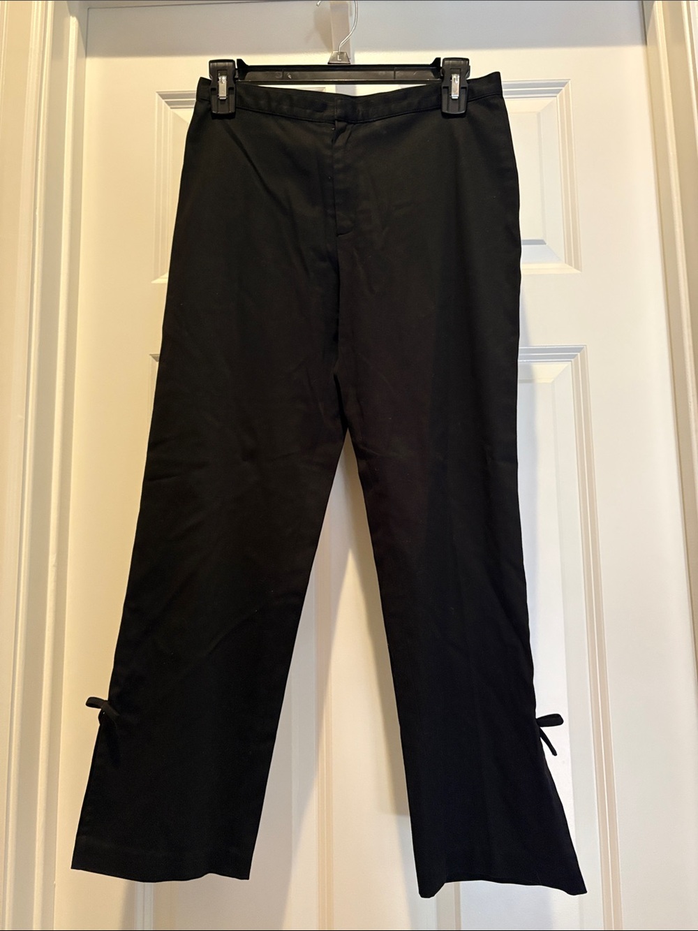 Tibi Black Women's Straight-Leg Dress Pants with Ankle Ties-